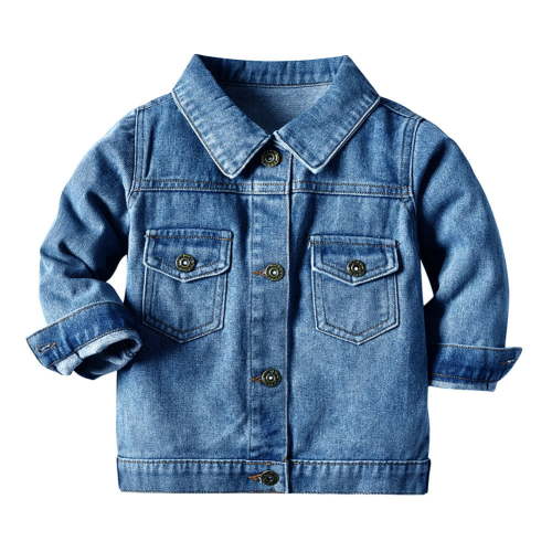 IBTOM CASTLE Toddler Baby Girls Boys Denim Jacket Long Sleeve Button Down Jeans Coat Ripped Hooded Top Fall Cowboy Casual Outwear Clothes 12-18 Months Blue