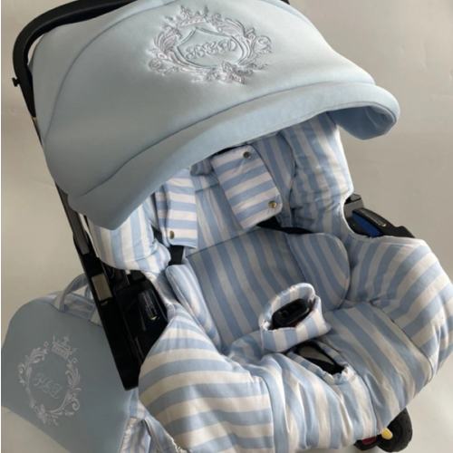 Luxury Baby Car Seat Cover Set – Light Blue with Embroidery