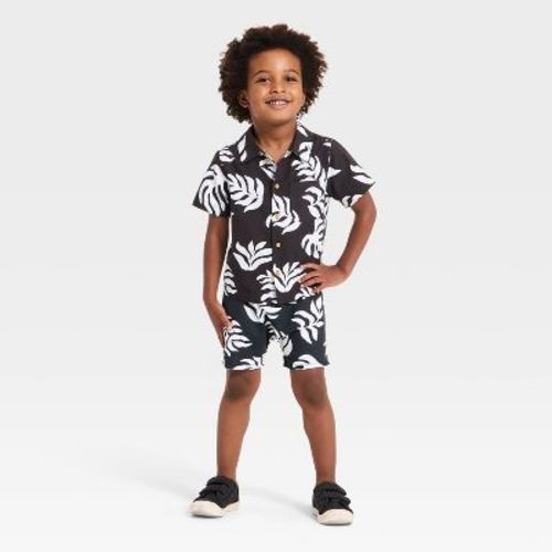 Grayson Mini Toddler Boys' Palm Fronds Matching T-Shirt and Shorts Set - Gray 12M