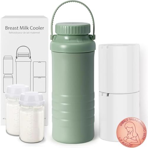Portable Breast Milk Cooler Bottle, 22oz Capacity Breastmilk Chiller for Travel Mom, 360 Cooling Keeps Milk Fresh for 24 Hours, Breastfeeding Essentials with 2pcs Bottle for Breastmilk Storage