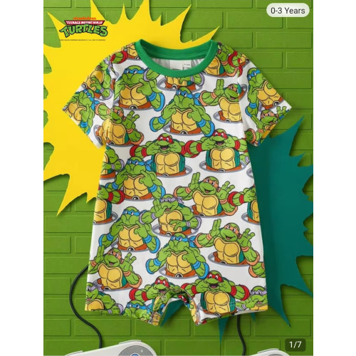 TEENAGE MUTANT NINJA TURTLES | SHEIN Baby Boy Cartoon Print Casual Everyday Romper | SHEIN USA