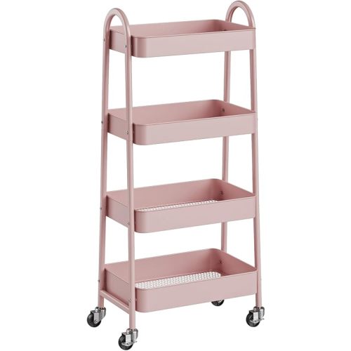 NEWBULIG 4-Tier Metal Rolling Storage Utility Cart with Lockable Wheels