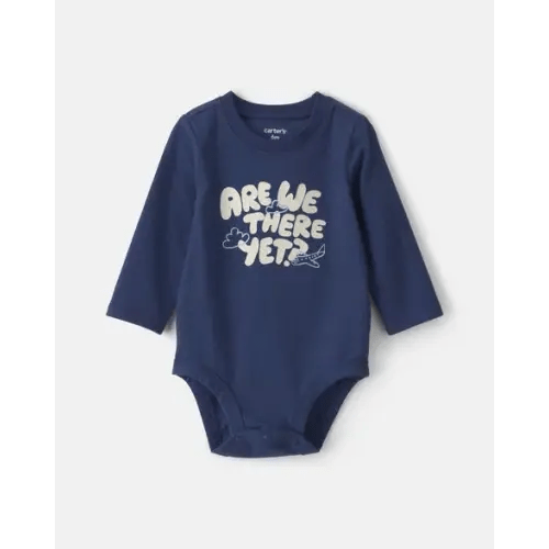 Baby Boy 'Are We There Yet?' Long-Sleeve Graphic Bodysuit - Navy Blue | Carter's