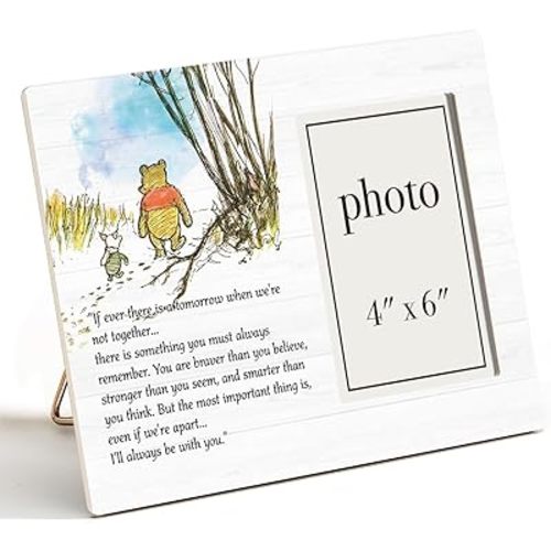 Pooh Bear Quote Picture Frame, Classic Pooh Bear Nursery Gifts, Inspirational Gifts for Her Him Friends, I'll Always Be With You Photo Frame for 4 x 6 Inch Photo