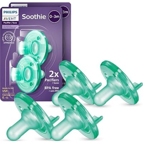 Philips Avent Soothie Baby Pacifier for 0-3 Months, BPA-Free, 4-Pack, Green