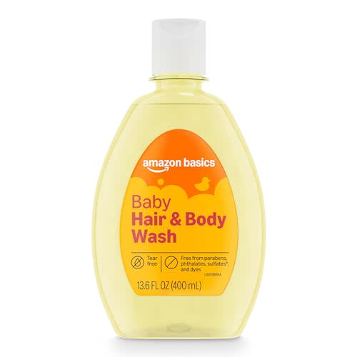 Amazon Basics Tear-Free Baby Hair and Body Wash, Lightly scented, 13.6 Fluid Ounce, 1-Pack, Packaging May Vary