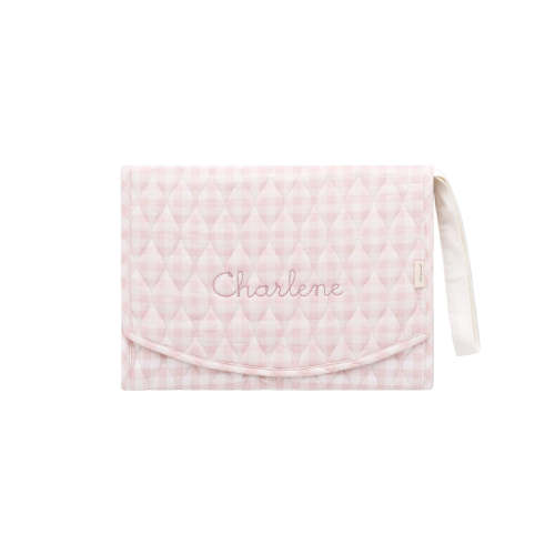 Portable Changing Pad in Pink Gingham | Over The Moon