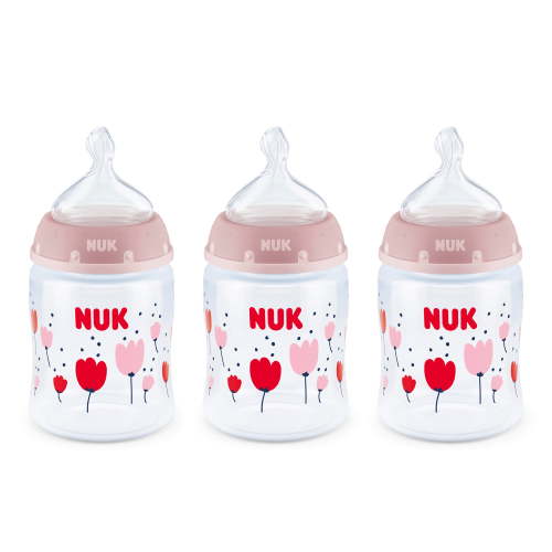 NUK Baby SafeTemp Smooth Flow Anti-Colic Feeding Bottles, 5 oz, 3-Pack