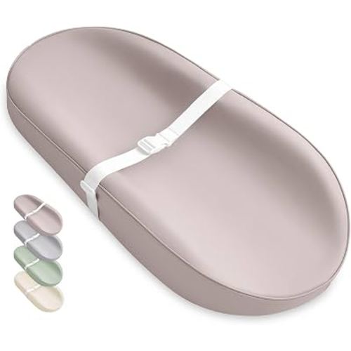 Blissful Diary Vegan Leather Baby Changing Pad with Waterproof & Wipe-Clean PU Cover, Avocado Size Cozy Diaper Changing Pad for Dresser and Table, Taupe