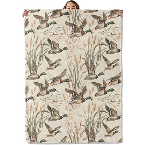 Duck Gifts, Mallard Duck Blanket for Adults Women Kids, 50x60 in, Cozy Fuzzy Warm Soft Throw Blankets for Bedroom, Camping, Couch, Decor