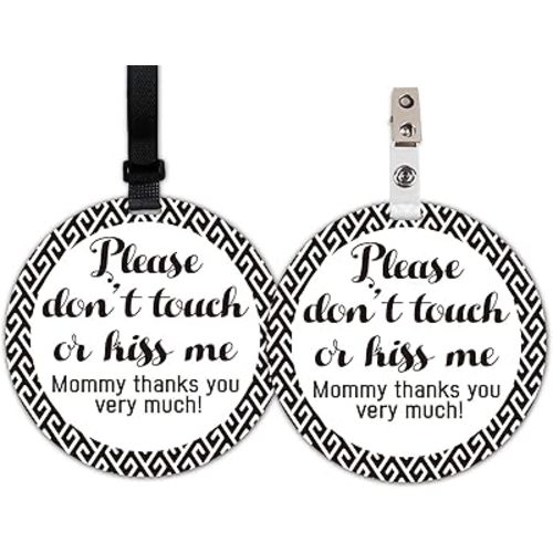 Do Not Touch Baby Signs, 2 Pack Baby Car Safety Signs Tags for Newborn Baby, Stop Touching Baby Car Seat Sign or Stroller Tag - No Touching Tag for Baby Car Accessories.