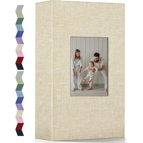 popotop Photo Album 4x6-300 Photos Linen Cover Photo Books with 300 Horizontal Pockets,Slip-in Picture Albums for Family Wedding Anniversary Baby Vacation Pictures