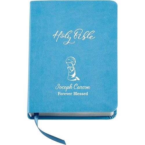 Let's Make Memories Personalized Children's Bible - Engraved with Name - Religious Keepsake - Baptism, Communion, Confirmation - for Boy, Baby, Kids - Easter Basket Stuffer - Create Your Own - Blue