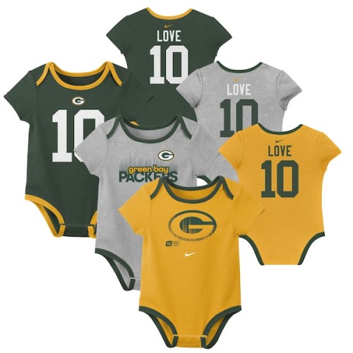 Newborn & Infant Green Bay Packers Jordan Love Nike Name & Number 3-Pack Bodysuit Set