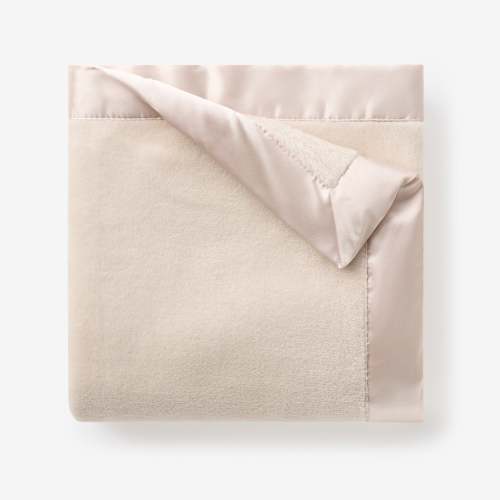 Taupe Satin Trim Flannel Fleece Baby Stroller Blanket