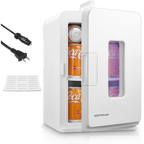 NORTHCLAN Mini réfrigérateur portable à 2 niveaux, 15 litres/21 canettes, 110 V CA/12 V CC, mini réfrigérateurs réfrigérateurs plus chauds et plus chauds, petit réfrigérateur compact pour nourriture