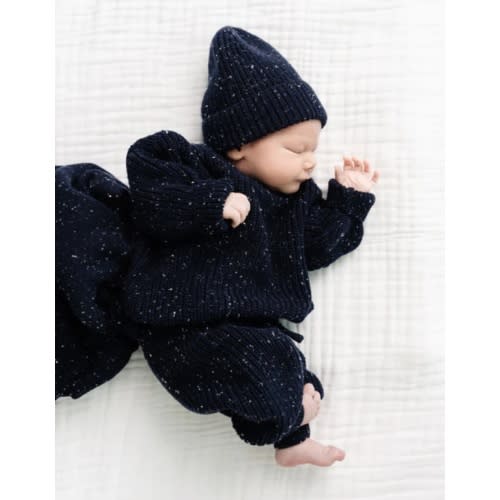 Knit Chunky Sweater - Navy Speckle