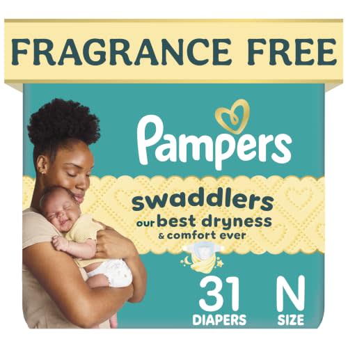Pampers Swaddlers Diapers, Size 0 (up to 10 lbs), 31 Count, Absorbent, Keeps Baby Dry and Comfortable, Pediatrician Recommended Skin Safe Disposable Baby Diaper