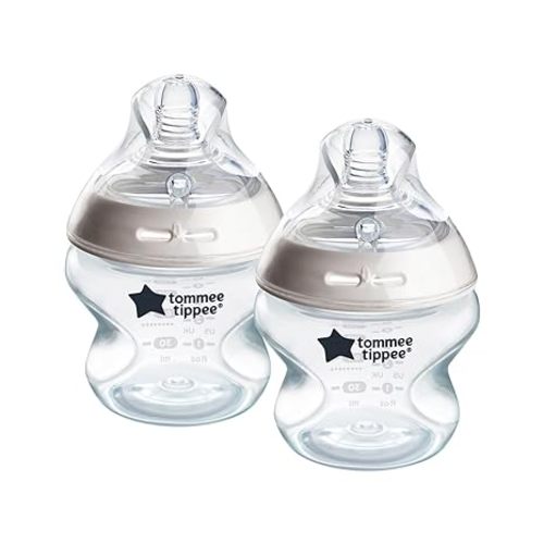 Tommee Tippee Natural Start Anti-Colic 5 oz BPA Free Baby Bottles, 0+ Months, Slow Flow Breast-Like Nipple, Self Sterilizing, Designed for Seamless Transition Between Bottle and Breast, Pack of 2