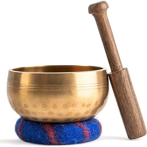 Handcrafted Tibetan Singing Bowl Set – 3.5” Sound Bowl for Meditation, Sound Healing & Yoga – Healing Instrument with Wooden Striker & Cushion – Authentic Hand-Hammered in Nepal