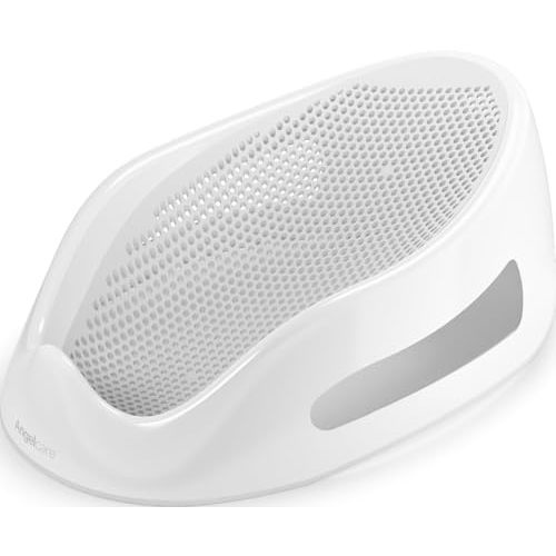Angelcare Baby Bath Support, Grey, Birth to 6 Months, Made in Canada | Ergonomic soft-touch bath support keeps newborns secure and comfortable during bath time from birth up to 6 months or 20 lb.