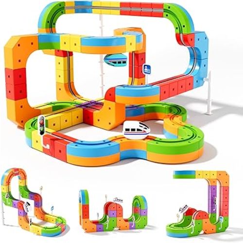 88 pcs KlickRail Electric Train Set Race Track for 3 4 5 6 7 8 Years Old