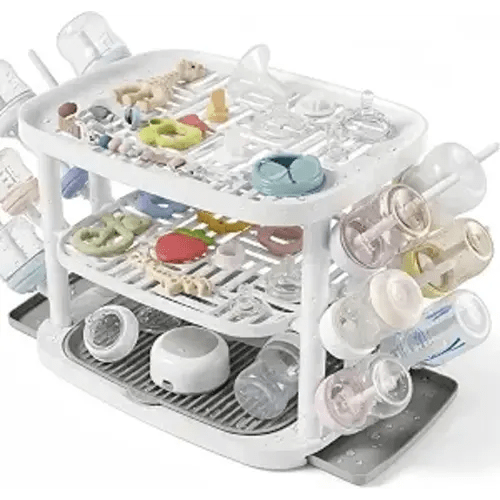 Baby Bottle Drying Rack,3-Tier Large Capacity Countertop Organizer with 360° Ventilation, Removable Drip Tray, Non-Slip Base – Easy to Clean Bottle Holder for Baby Accessories
