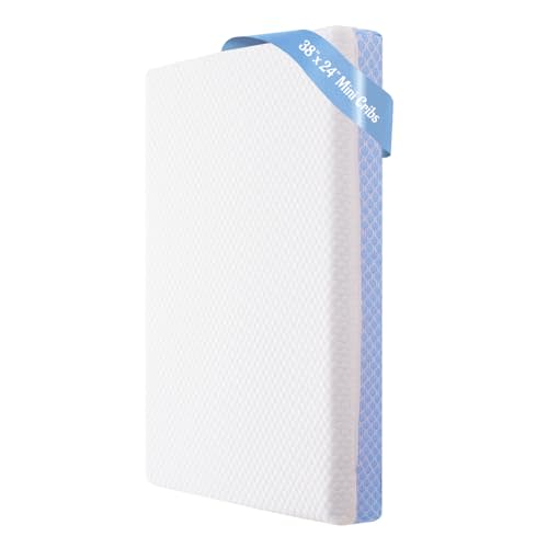 Vomiliku Mini Crib Mattress - 38x24x4 Inch Dual Sided Memory Foam Baby Mattress with Breathable Removable Cover - Fits Most Mini and Portable Cribs