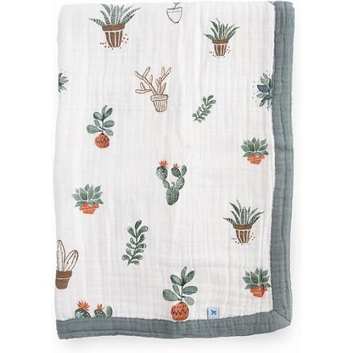 Little Unicorn Newborn Receiving Quilt | Ultra- Soft, Multi-Layered Muslin Fabric | Gift for Newborns & on-The-go (Prickle Pots)