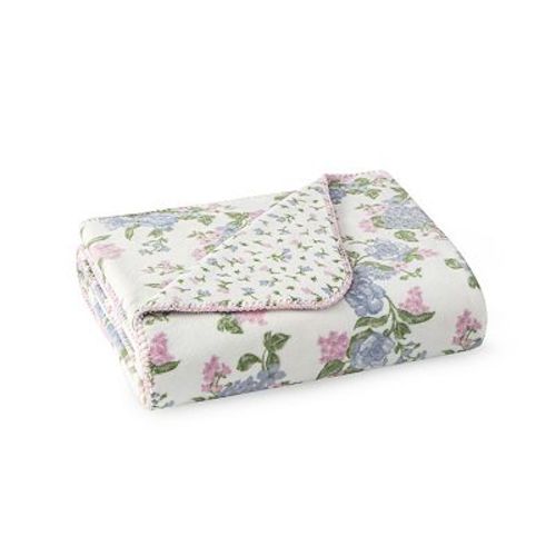 Laura Ashley Reversible Coco Flannel Throw Blanket