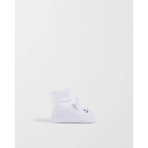Baby Australian Cotton Blend Crochet Bootie - White Bunny
