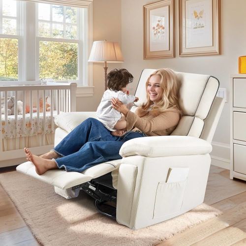 Amazon.com: Jocisland Modern Swivel Rocking Glider Recliner Chair for Adults, Nursery Rocker Recliner with Padded Armrests & Backrest, Lazyboy Single Sofa with Side Pockets for Living Room Bedroom, Linen Beige : Home & Kitchen