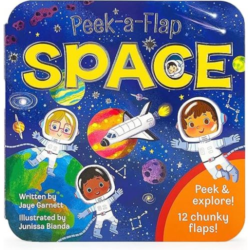 Peek-a-Flap Space Children's Lift-a-Flap Board Book - Planets, Solar System, Outer Space, Rockets & More