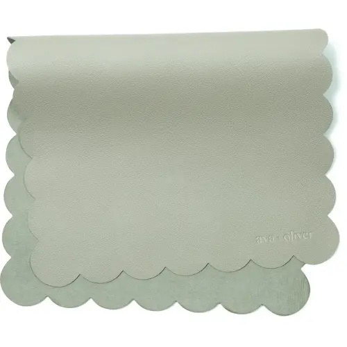Vegan Leather Baby Changing Mat (16 X 30 in) - Multipurpose Wipeable and Portable Diaper Changing Mat - Foldable for Travel (Sage Scallop)
