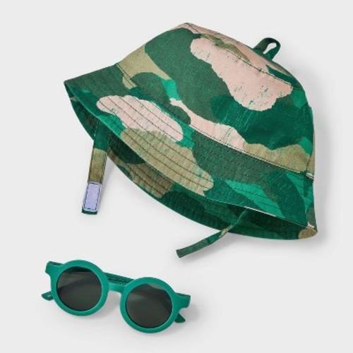 Baby Boys' Camo Sunhat & Sunglasses Set - Cat & Jack™ Green 0-6M