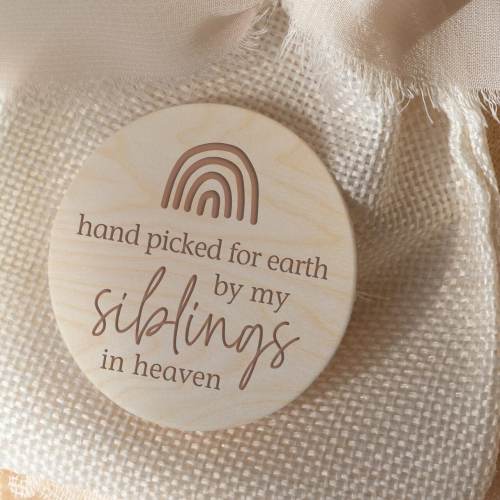 Rainbow Baby Announcement Sign, Pregnancy Announcement, Hand picked for earth by my siblings in heaven, wooden baby sign