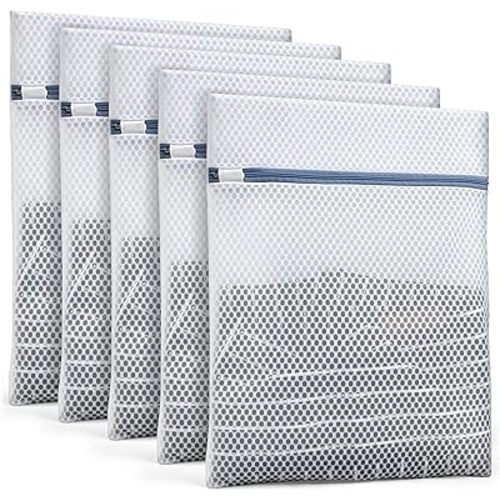 Durable Mesh Laundry Bags 5-Pack (12x16 Inch) Delicates Protector for Lingerie & Baby Clothes
