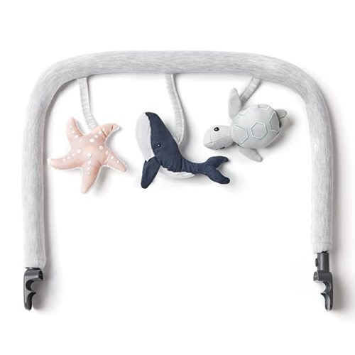 Ergobaby Evolve Bouncer Toy Bar Accessory for Infant and Toddler Play, Compatible with Ergobaby Evolve Baby Bouncer, Ocean Animals Design - Ocean Wonders Light Grey