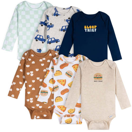 6-Pack Baby Boys Food Long Sleeve Onesies® Bodysuits – Gerber Childrenswear