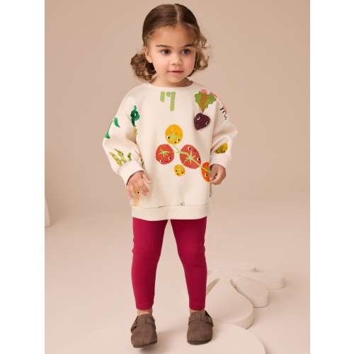 Cream Vegetable Characters Sweatshirt and Leggings Set, 1.5Y-2Y
