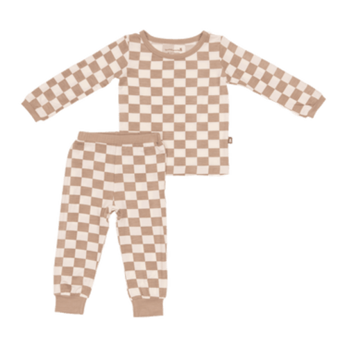 Bumbunny Baby | Two-Piece Long Pajama Set in Toffee Check