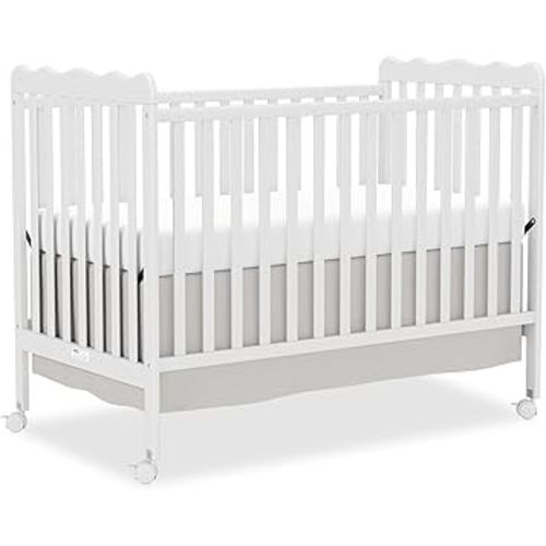 4 in 1 Convertible Baby Crib, Wooden Nursery Cribs Converts into Toddler Bed and Daybed, 3 Adjustable Base, Non-Toxic Finishes, Removable Wheels (White)