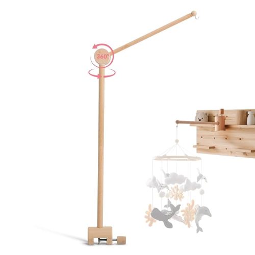 Crib Mobile Arm, 360° Rotating Baby Mobile Hanger, Wooden