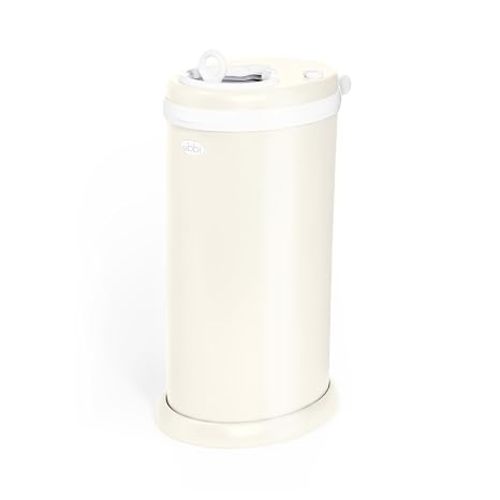 Ubbi Stainless Steel Diaper Pail, No Special Bag, Odor-Locking, Matte Ivory