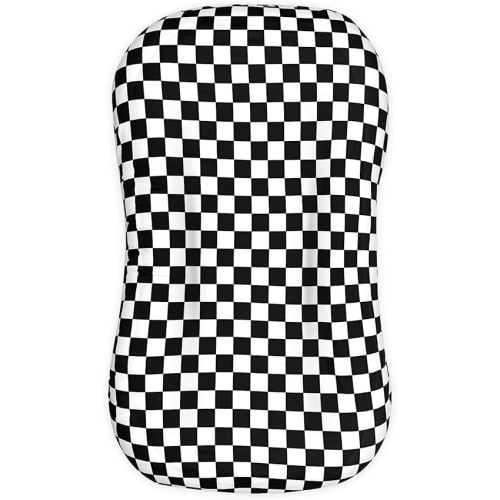 DILIMI Baby Lounger Cover for Boys and Girls, Removable Cover Ultra Soft Comfortable Lounger Slipcover, Black Checkerboard (Lounger not Included)