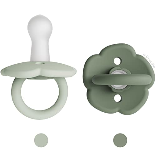 Moonkie Pacifiers Set of 2 | One-Piece Design Baby Pacifier with Large Air Holes | BPA-Free Silicone | Safe for Babies 0-6 Months