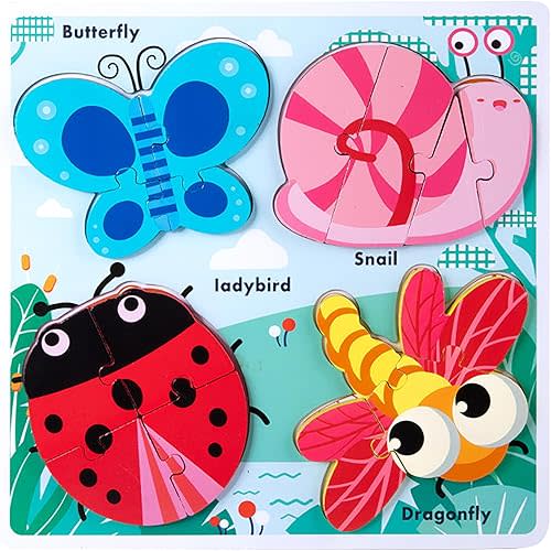 Wooden Chunky Jigsaw Puzzles for 18-24 Months Baby Toddlers Girls Boys Jumbo Base Puzzle Ages1-3 Popular Gifts for Toddler 1+ Year Old