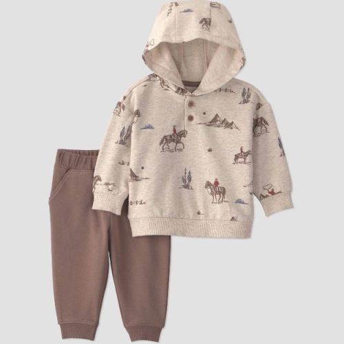 Little Planet By Carter's Baby Boys' 2pc cowboy Top and Bottom Sets - Brown 3M