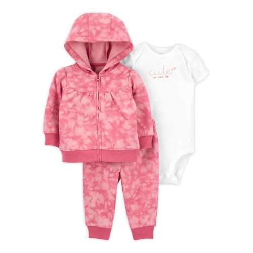 Carter's Child of Mine Baby Girls Pink Cardigan, Bodysuit & Pant Outfit, 3pc set, Sizes Newborn-24 Months