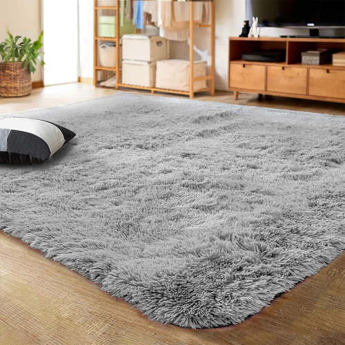 LOCHAS Soft Indoor Modern Area Rugs Fluffy Living Room Carpets for Children Bedroom Home Decor Nursery Rug 5.3'x7.5',Gray